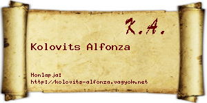 Kolovits Alfonza névjegykártya